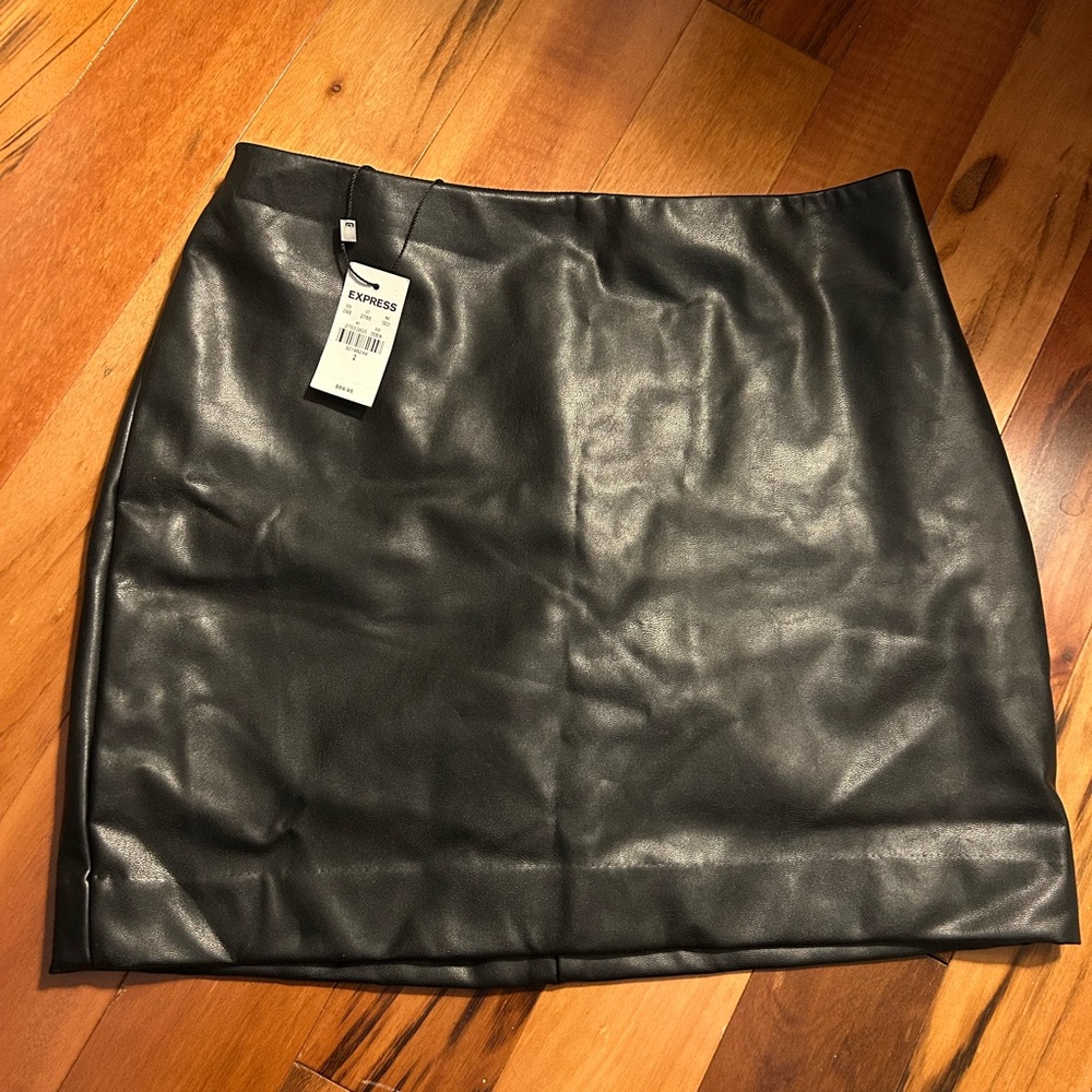 Express Black Mini Leather Skirt